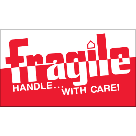 3 x 5" - "Fragile - Handle With Care" Labels