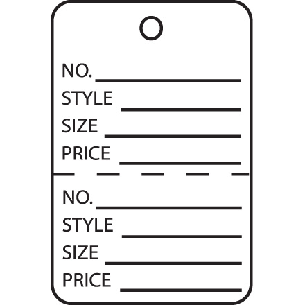 1 <span class='fraction'>3/4</span> x 2 <span class='fraction'>7/8</span>" White Perforated Garment Tags