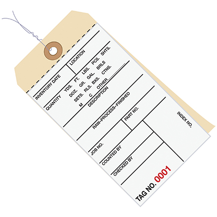 6 <span class='fraction'>1/4</span> x 3 <span class='fraction'>1/8</span>" - (9500-9999) Inventory Tags 2 Part Carbonless # 8 - Pre-Wired