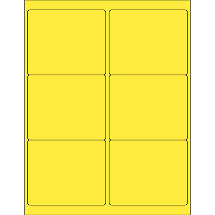 4 x 3 <span class='fraction'>1/3</span>" Yellow Rectangle Laser Labels